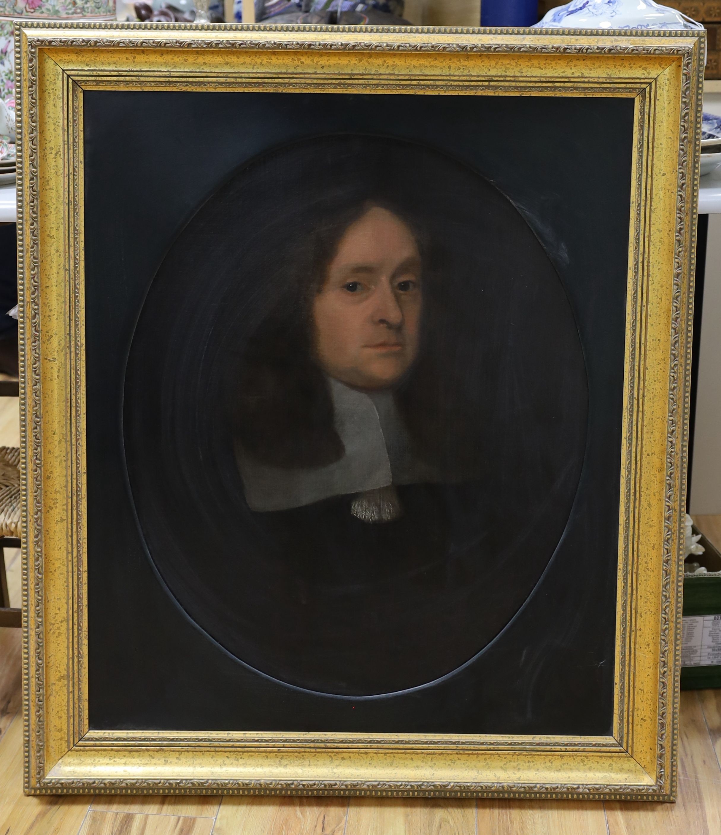 English School, oil on canvas, Portrait of a 17th century gentleman, 70 x 57cm